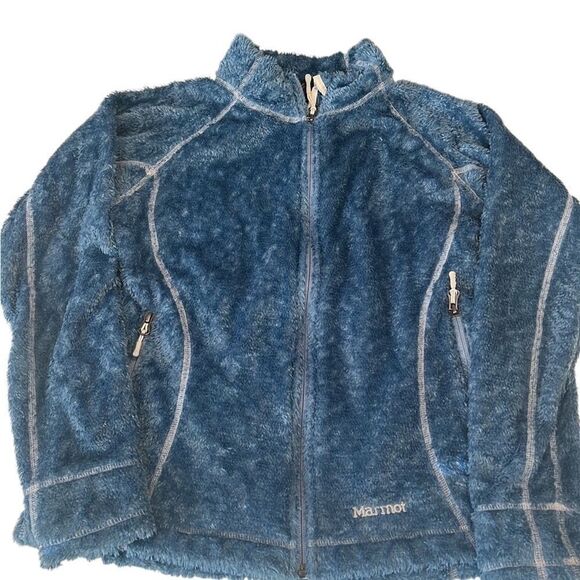 Marmot Fleece Blue Zip Up Long Sleeves Front Pociets Jacket Size Medium - Picture 9 of 13